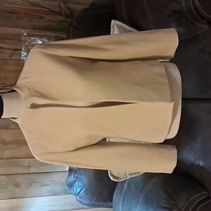 Vintage Dalton Cream Wool/Camel Hair Open Front Textured Coat Size S